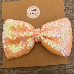 Light Pink sequins Hair Bow